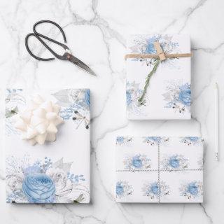 Elegant Blue Silver Dragonfly Floral  Sheets