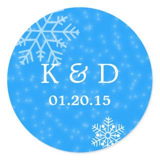 Elegant Blue Snowflakes Winter Wedding Seal