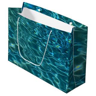 Elegant blue teal water pattern ocean lake waves large gift bag