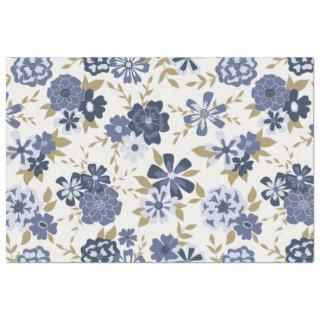 Elegant Blue Vine Floral Pattern Tissue Paper