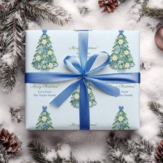Elegant Blue & White Holidays Tree Merry Christmas
