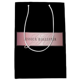 Elegant Blush Faux Rose Gold | Name & Initials Medium Gift Bag