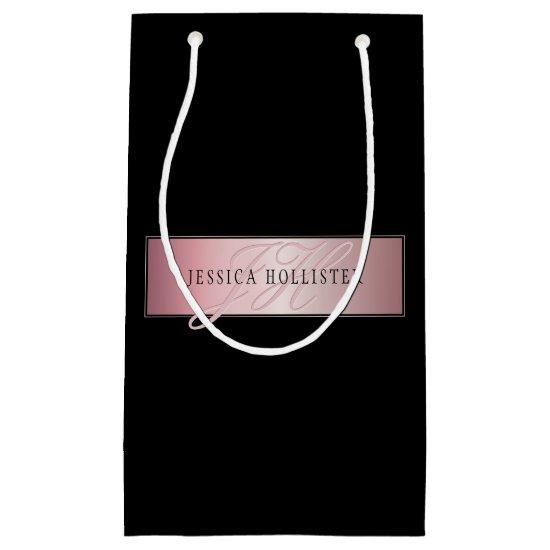 Elegant Blush Faux Rose Gold | Name & Initials Small Gift Bag