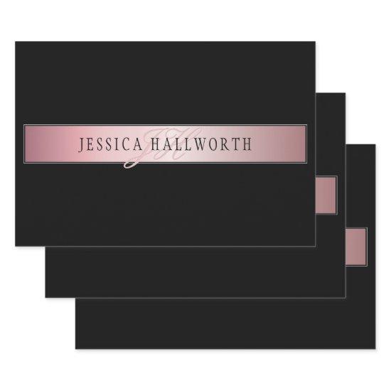 Elegant Blush Faux Rose Gold | Name & Initials  Sheets