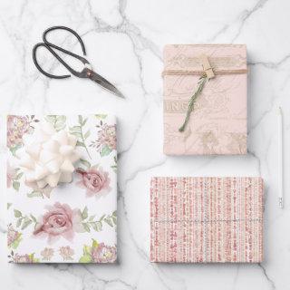 Elegant Blush Floral Watercolor Vintage Script  Sheets