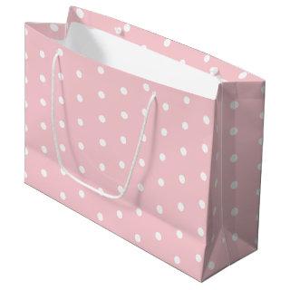 Elegant Blush Pink White Polka Dotted Template Large Gift Bag