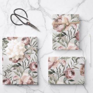 Elegant Blush Roses Ranunculus Vine Floral  Sheets