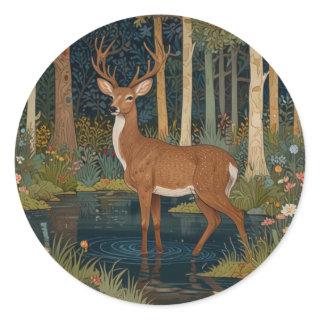 Elegant boho rustic woodland forest deer elk classic round sticker