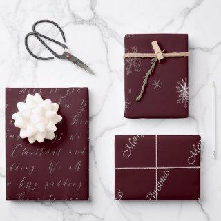 Elegant Bordeaux Red Script Christmas  Sheets