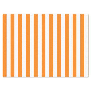 Elegant Bright Orange and White Striped Pattern Tissue Paper