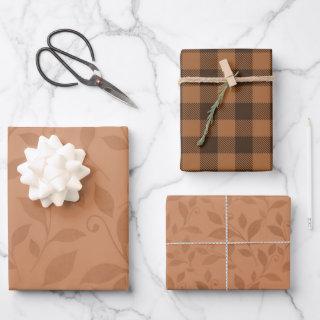 Elegant Brown Abstract Autumn Leaves Pattern  Sheets