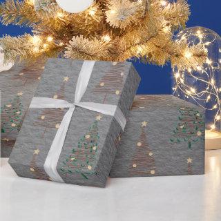 Elegant Brown and Green Christmas Trees Steel Gray