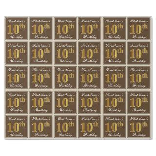 Elegant, Brown, Faux Gold 10th Birthday + Name