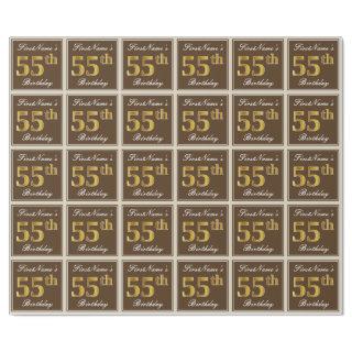 Elegant, Brown, Faux Gold 55th Birthday + Name