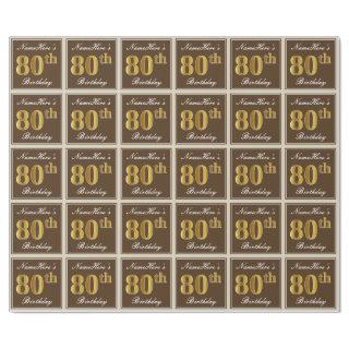 Elegant, Brown, Faux Gold 80th Birthday + Name