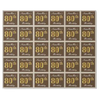 Elegant, Brown, Faux Gold 80th Birthday + Name