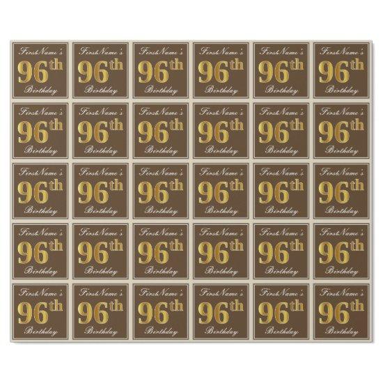 Elegant, Brown, Faux Gold 96th Birthday + Name