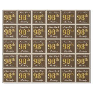Elegant, Brown, Faux Gold 98th Birthday + Name