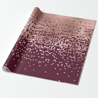 Elegant Burgundy Rose Gold Polka Dot Gradient