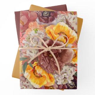 Elegant Burnt Orange Rust Cream Floral   Sheets