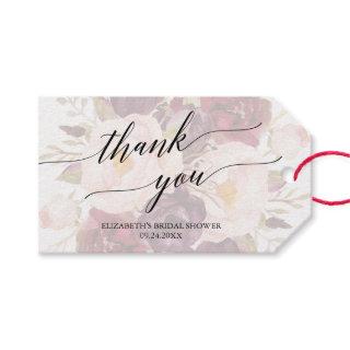 Elegant Calligraphy | Faded Floral Thank You Favor Gift Tags