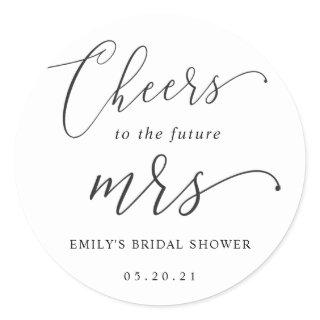 Elegant Calligraphy Future Mrs. Bridal Shower Classic Round Sticker