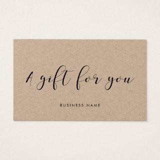 Elegant calligraphy kraft paper gift certificate