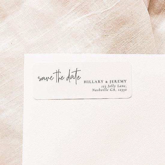 Elegant Calligraphy Save the Date Return Address  Label