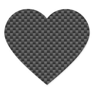 Elegant Carbon Fiber Style Print Decor Heart Sticker