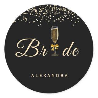 Elegant Champagne Glass Bride Sticker