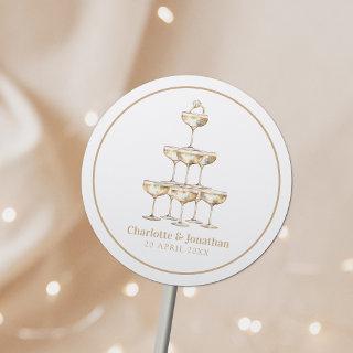 Elegant Champagne Stylish Retro Classic Round Sticker