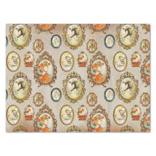 Elegant Chic Art Nouveau Girls Ornate Frames Kraft Tissue Paper
