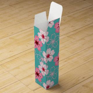 Elegant chic  floral Cherry Blossom pattern Wine Box