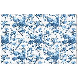 Elegant Chic Vintage Blue Rose Floral Tissue Paper