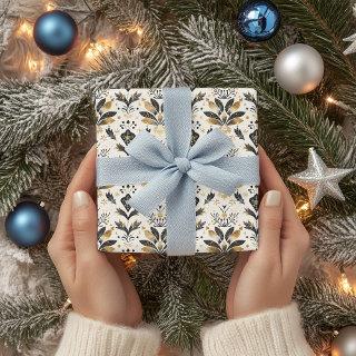 Elegant Christmas Motif Pattern with Gold Foil Acc  Sheets