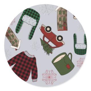 Elegant Christmas Pattern  Classic Round Sticker