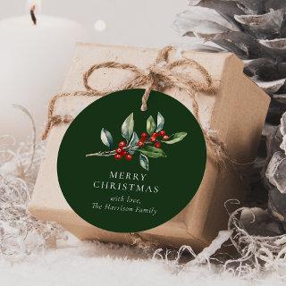 Elegant Christmas Watercolor Botanical Gift Tag