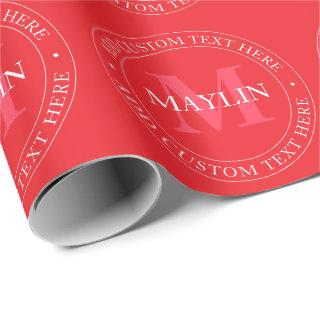Elegant Circular Text Template Editable Red White