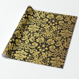 Elegant Classic Black and Gold Royal Damask