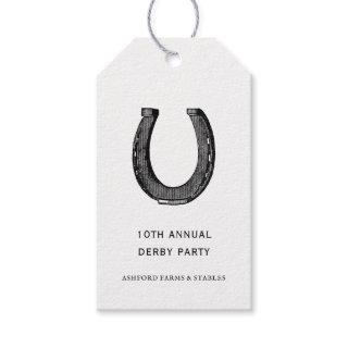 Elegant Classic Black White Horse Race Derby Party Gift Tags