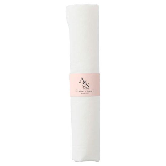 Elegant, Classic, Monogram, Blush-Pink, Wedding Napkin Bands