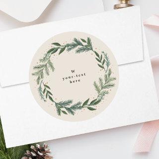 Elegant Classic Pine Wreath Christmas Holiday Classic Round Sticker