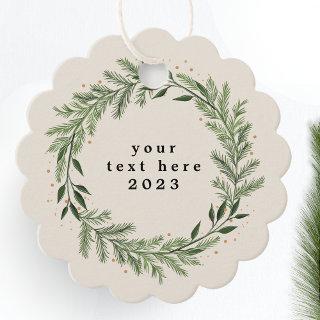 Elegant Classic Pine Wreath Christmas Holiday gift Favor Tags