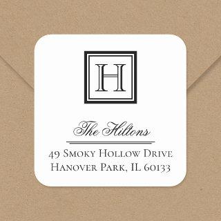 Elegant Classic Square Monogram Address Label