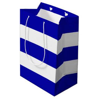 Elegant Classy Royal Blue White Stripes   Medium Gift Bag
