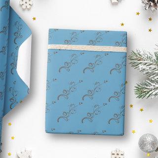 Elegant Climbing Plants Blue Brown Pattern