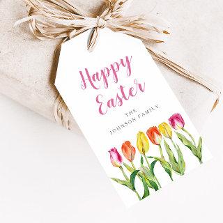 Elegant Colorful Happy Easter Floral Tulip  Gift Tags