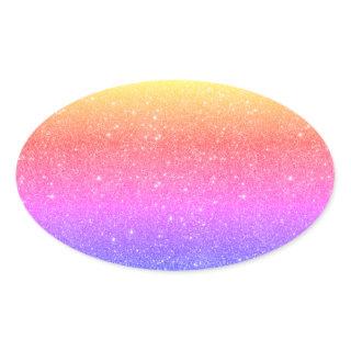 Elegant Colorful Rainbow Glitter   Oval Sticker