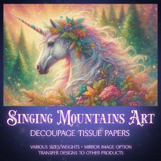 Elegant Colorful Unicorn Portrait Decoupage  Tissue Paper