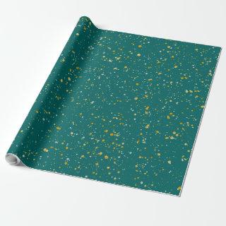 Elegant Confetti Space - Teal Green & Gold,Silver